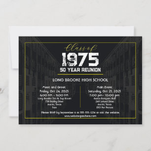 Convite 1975 Classe de Sindicato Negro Elegante - Reunião
