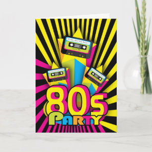 Convite 1980s Party Invitation Card With 80 color with cas