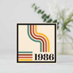 Convite 1986 Faixa de Listras Retrô Vintage Aniversário de