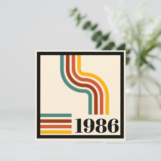 Convite 1986 Faixa de Listras Retrô Vintage Aniversário de