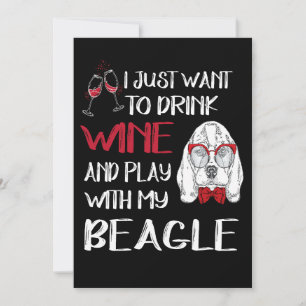 Convite 1 Bebo Vinho E Brinco Com Meu Beagle