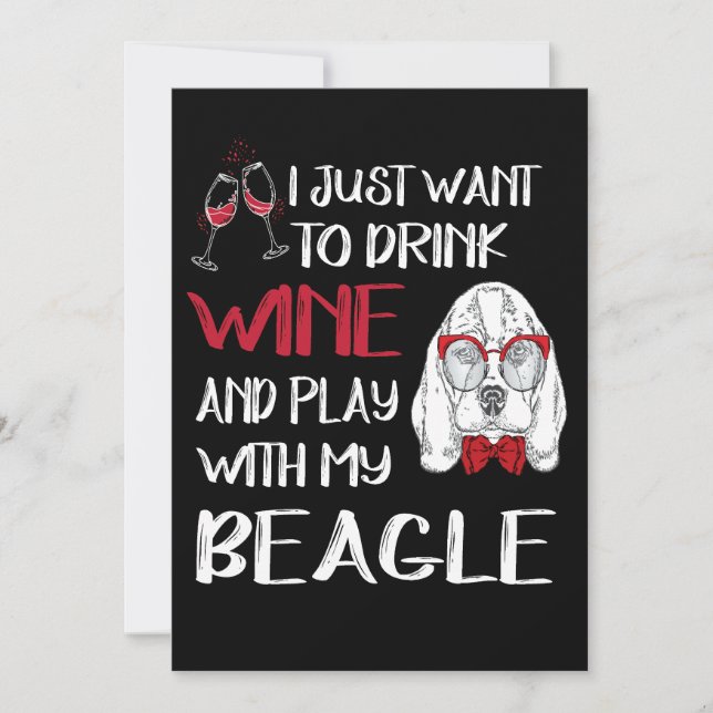 Convite 1 Bebo Vinho E Brinco Com Meu Beagle (Frente)