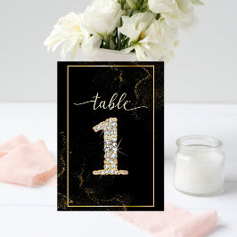 Convite 1 Números de Mesa Imprimíveis de Diamante Elegante