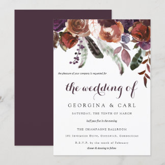 Convite 1 Para Casamento Butterum & Plum