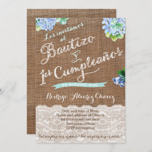 Convite 1er cumple y Bautizo, convidações niño