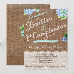 Convite 1er cumple y Bautizo, convidados niño