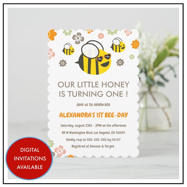 Convite 1rua de abelha.................................... (1st bee day invitations Our little honey)