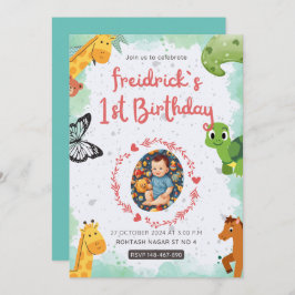 Convite 1rua de nascimento azul azul de água azul