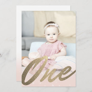 Convite 1rua Primeiro Aniversário Blush Dourado Girls Foto