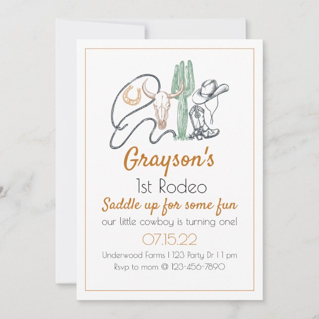 Convite 1rua Rodeo, Primeiro Aniversário do Rodeo, Anivers (Frente)