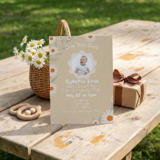 Convite 1st Birthday Daisy Fest, with Picture