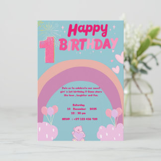 Convite 1st birthday invitation 