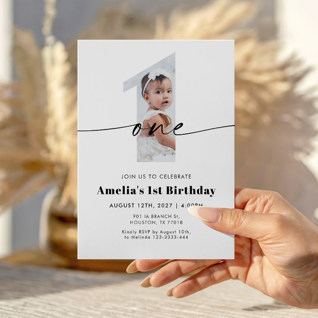 Convite 1st Birthday Photo Invitation (Criador carregado)