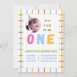 CONVITE 1ST- IT'S FUN TO BE ONE FIRST BIRTHDAY INVITATION 