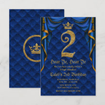 2º 2 DOIS Aniversário Festa Coroa Azul Real Dourad