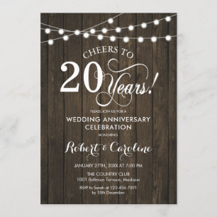 Convite 20º Aniversário de Casamento - Madeira Rústica