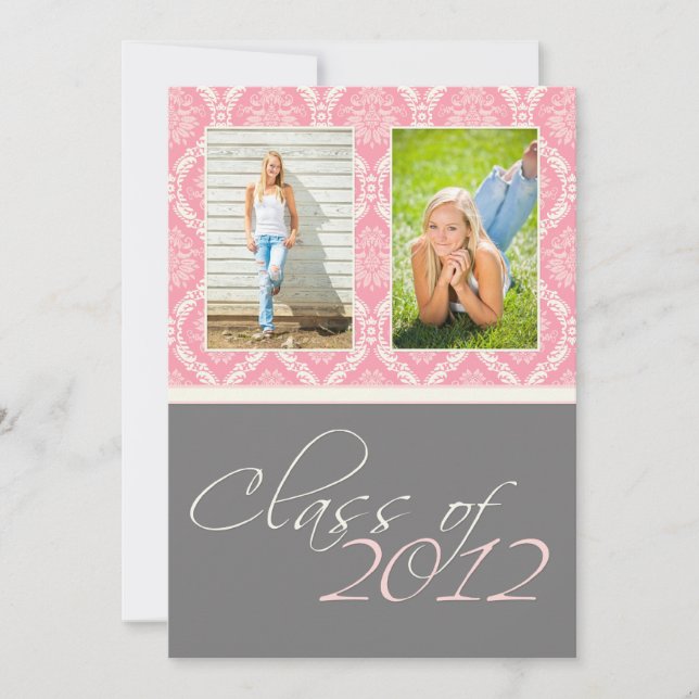 Convite 2012 Damask Graduation SCROLL DOWN para 2013 (Frente)