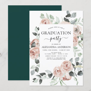 Convite 2022 Emerald Green Graduation Floral Greenery