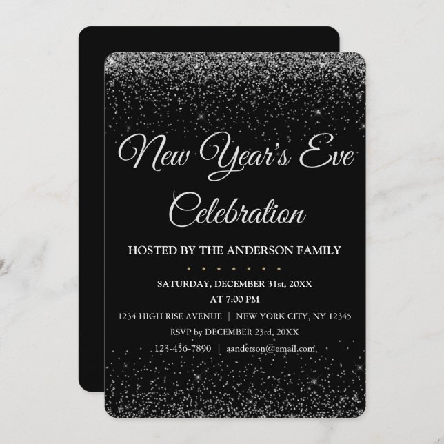 Convite 2022 Partido de Ano Novo brilha (Frente/Verso)