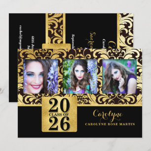 Convite 2023 Dourado Falso e Elegante Turma de Foto