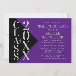 Convite 2023 Graduation Silver Purple Custom School Color