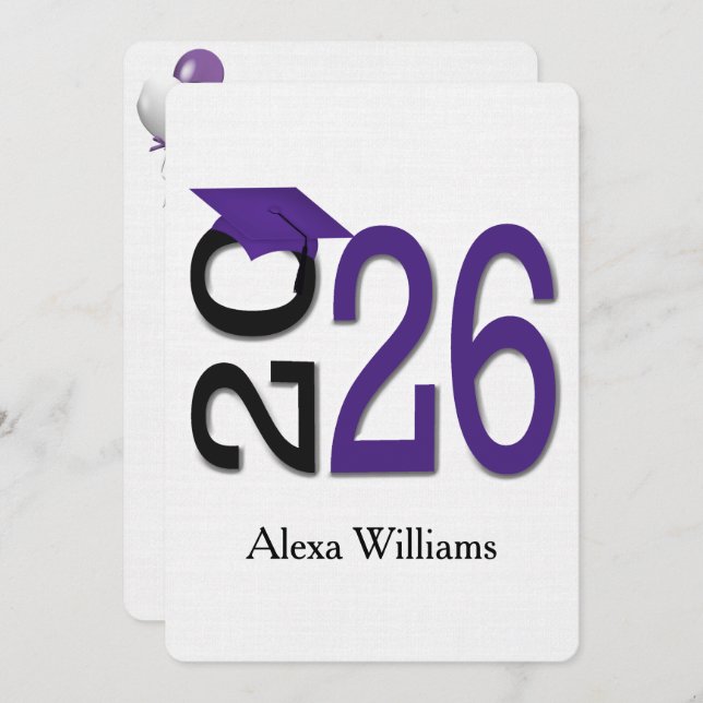 Convite 2025 Festa de formatura roxa e preta (Frente/Verso)