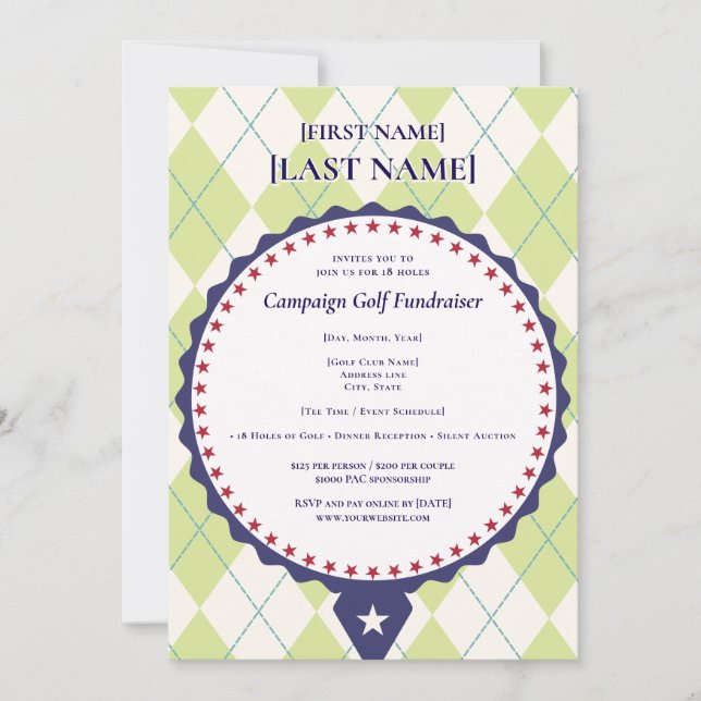 Convite 2026 Candidato Político Golf Scramble Fundraiser (Frente)
