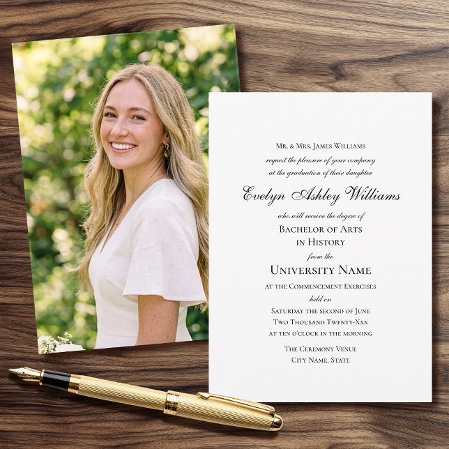 Convite 2026 Commencement Invitation Formal Photo Card (Criador carregado)