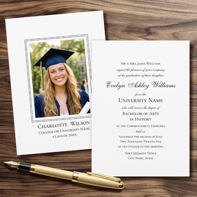 Convite 2026 Formal Commencement Invitation Photo Card (Criador carregado)