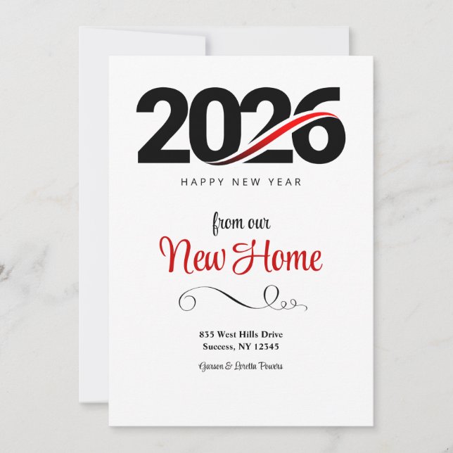 Convite 2026 Happy New Year New Home Announcement/ (Frente)