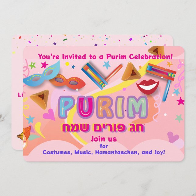 Convite 2026 Happy Purim Festival (Frente/Verso)