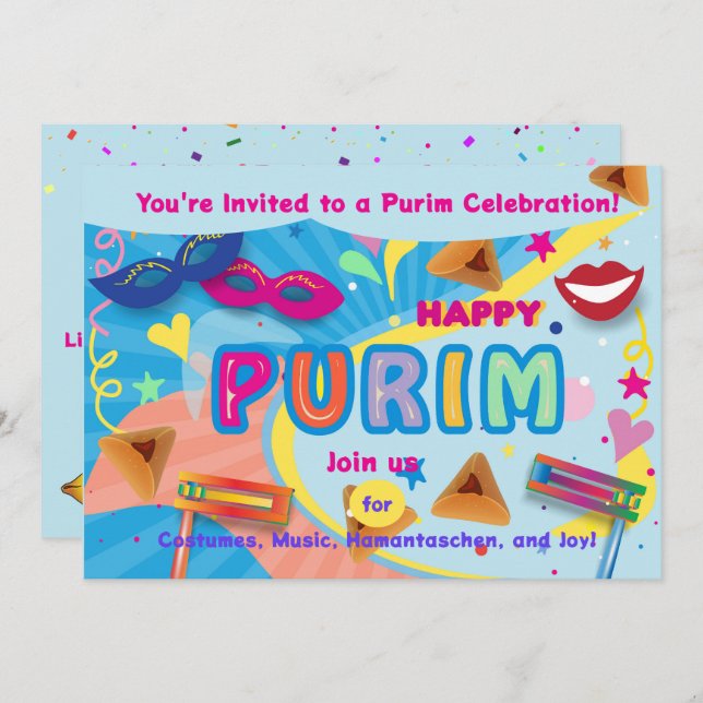 Convite 2026 Happy Purim Festival (Frente/Verso)