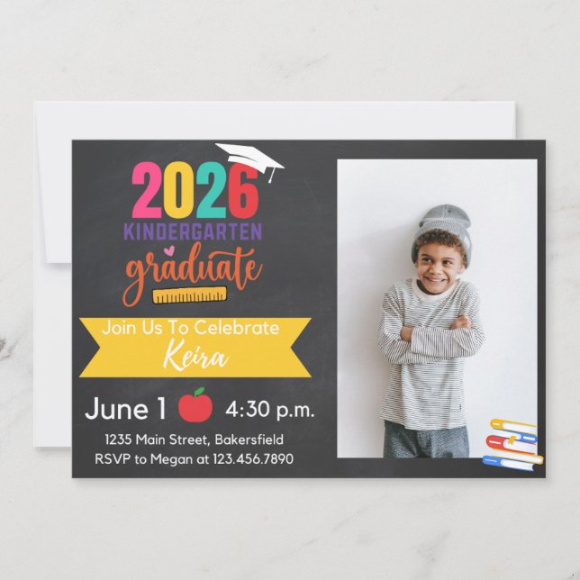 Convite 2026 Kindergarten Graduation Invitation with Photo (Frente)