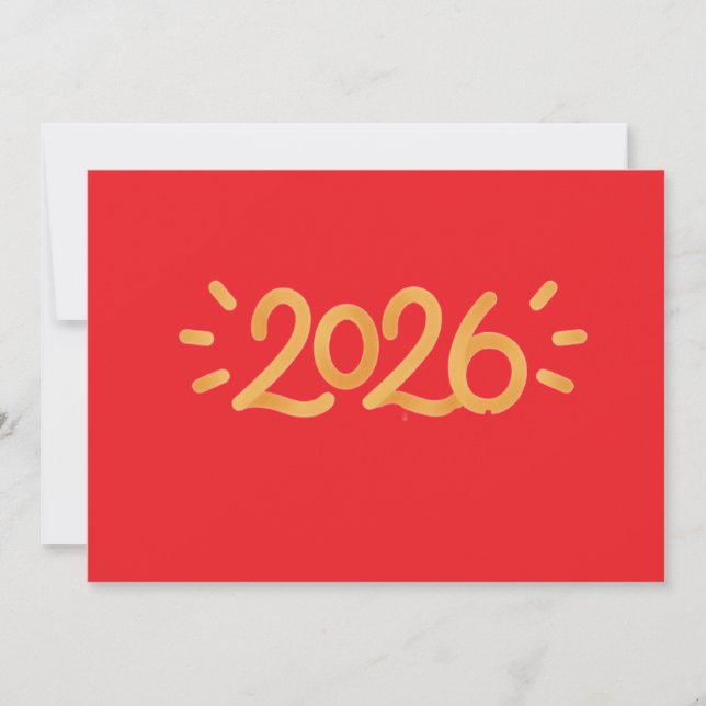Convite 2026 Lunar New Year Party Invitation - Red and Gol (Frente)