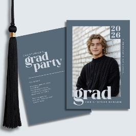 Convite 2026 Modern Slate Blue Graduation Party