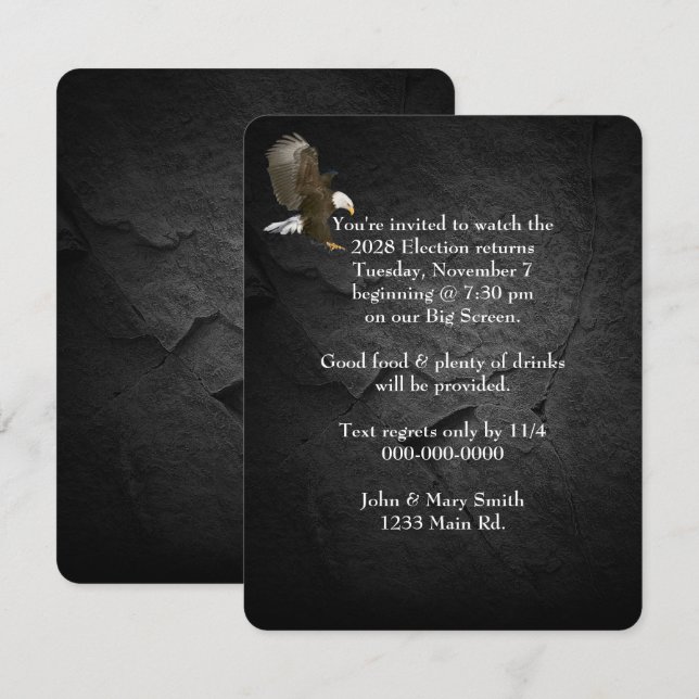 Convite 2028 Partido Eleitoral Bald Eagle (Frente/Verso)