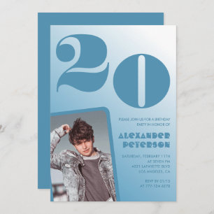 Convite 20 de aniversário de gradiente azul lhe convoca Fo