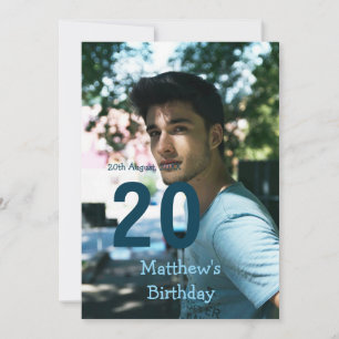 Convite 20 dia aniversário adicionar nome foto data homem 