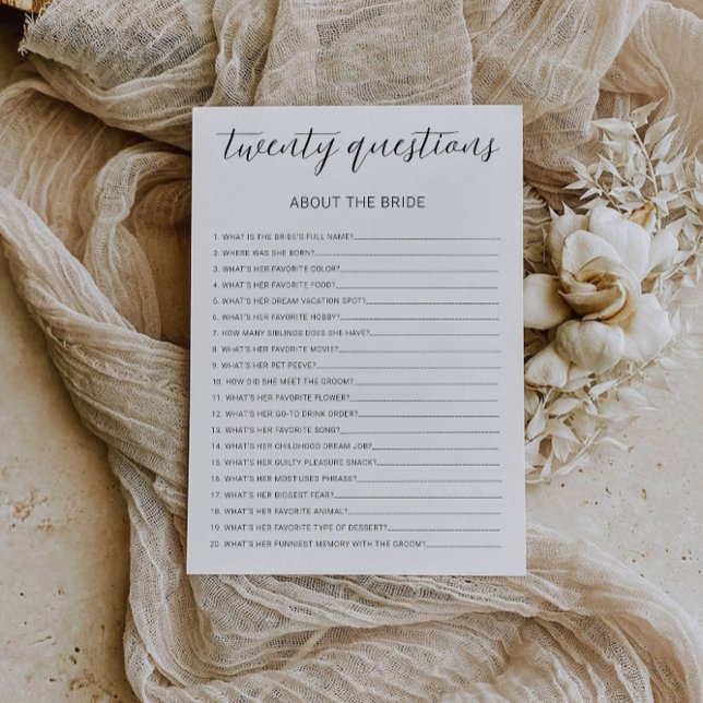 Convite 20 perguntas sobre o Modelo de jogos de Calçado de (20 Questions About the Wedding Shoe Game Template, Invitation)