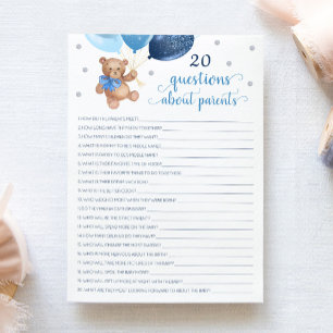 Convite 20 Perguntas Sobre os Pais Teddy Bear Card