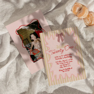 Convite 211 Foto do Quadro de Onda do Arco Desenhado Retro