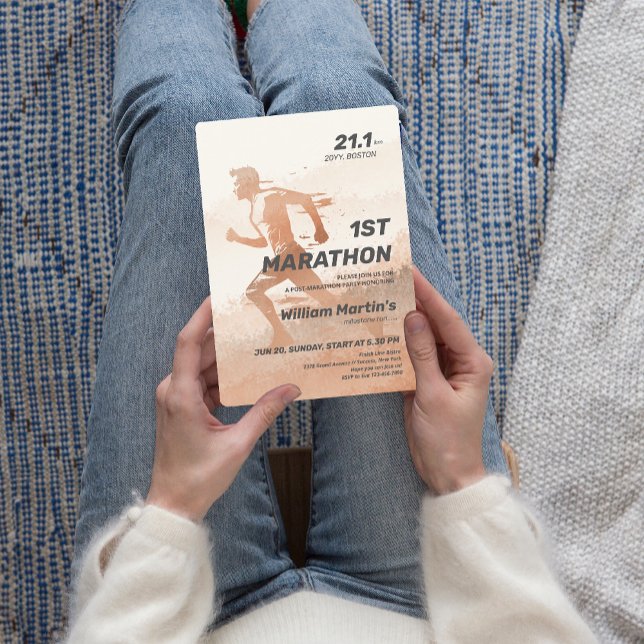 Convite 21,1 milhas por 12000000000000000000000 de maraton (21.1miles 1ST Marathon-Post Marathon Party Invitation)