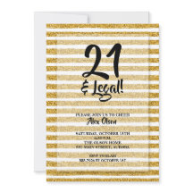 21 e Dia de Aniversário da Glitter Dourada Legal