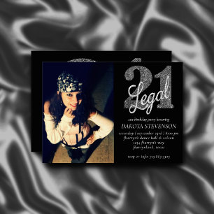 Convite 21 e jurídico   Silver Faux Glitter Photo Keepsaet