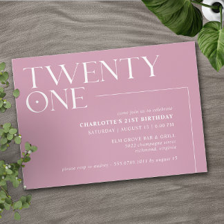 Convite 21 | Rosa cor-de-rosa moderno
