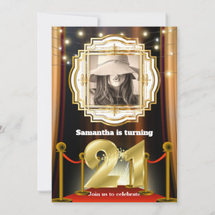 Convite 21 ruas de tapete vermelho hollywood VIP gold part