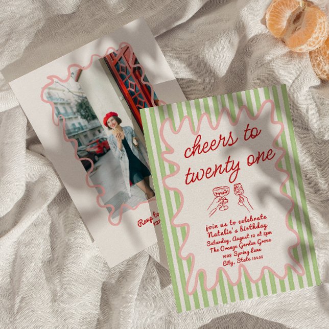 Convite 21 ruas Desenhadas Coloridas Foto Aniversário (Criador carregado)