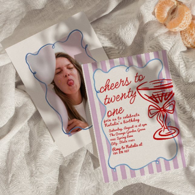 Convite 21 ruas Vermelhas Desenhadas À Mão Vidro De Champa (Criador carregado)