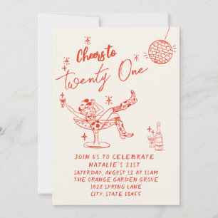 Convite 21 ruas Vermelhas Desenhadas Mão-de-Cabeça Foto Co
