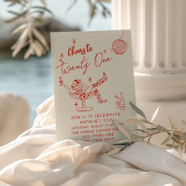 Convite 21 ruas Vermelhas Desenhando Mão Cabeleira Brincad (Criador carregado)